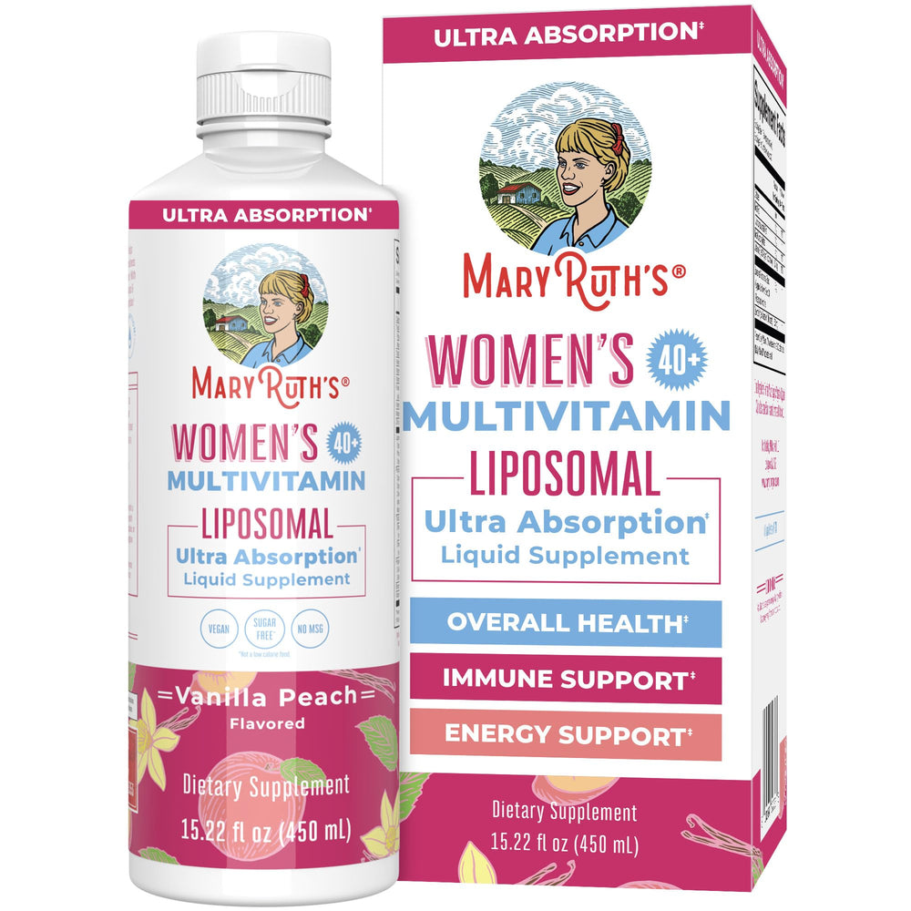MaryRuth Organics Women 40+ multivitamin bottle ready for daily immune and energy support.