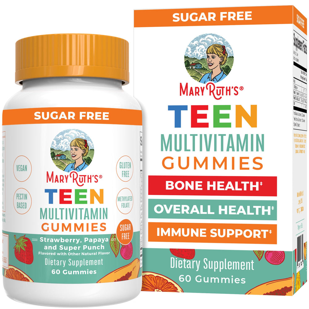 MaryRuth Organics Teen Multivitamin Gummies bottle front for daily teen nourishment.