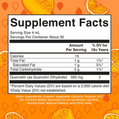 Dropper dispensing a dose for easy daily use of Quercetin Liquid Drops.