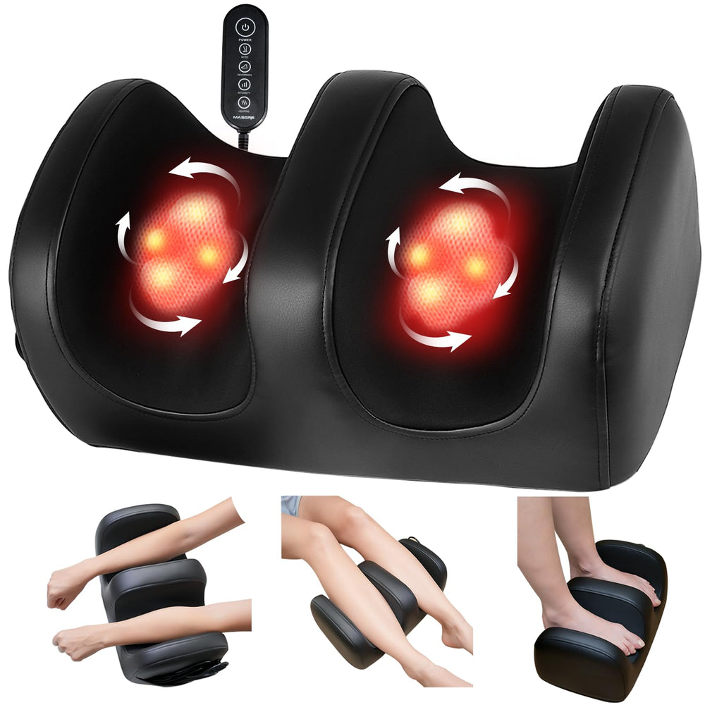 MASGRE Electric Foot Massager with heat provides relaxing shiatsu kneading for tired feet.