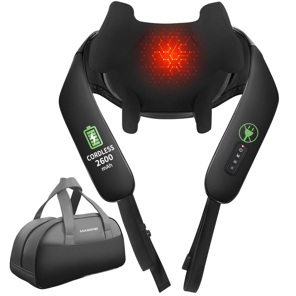 MASGRE Shiatsu massager with carry bag for easy on-the-go relief
