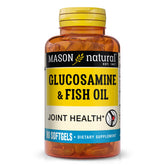 Mason Natural glucosamine and fish oil softgels bottle front for joint-support possibilities.
