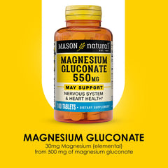 Mason Natural Magnesium Gluconate dosis diaria fácil de incorporar