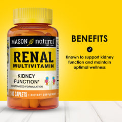 Mason Natural Renal Multivitamin label details highlighting key ingredients.