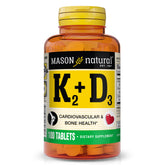 Mason Natural Vitamina K2 + D3 en tabletas, soporte óseo y muscular diario.