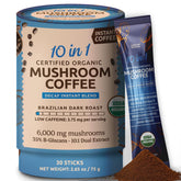 MATCHA DNA decaf mushroom coffee packaging highlights convenient daily use.