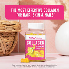 MAV Nutrition Collagen Gummies close-up highlights chewy texture and vitamin blend.