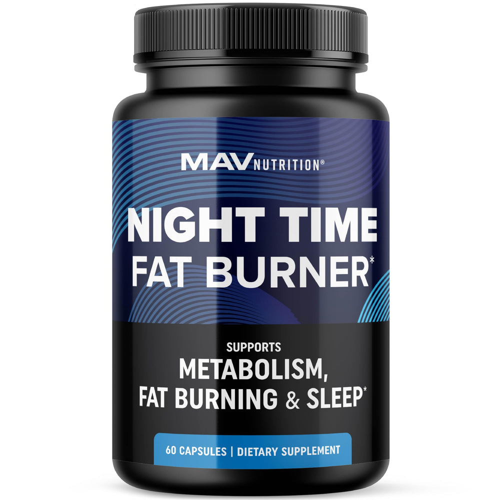 MAV Nutrition Night Time Fat Burner bottle pour for restful nights and potential fat metabolism support