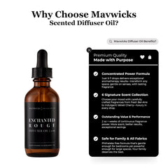 Mavwicks Enchanted Rouge diffuser oil in use with water for aroma diffusion.