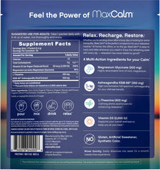 Max Calm dissolving in water shows a smooth, grit-free raspberry-lemonade blend.