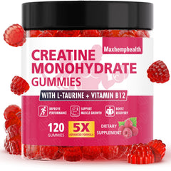 Maxhemphealth Raspberry Creatine Gummies pack shot for convenient daily performance
