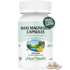 Maxi Health Magnesium Complex bottle for daily energy and sleep support.