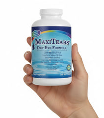 MaxiTears omega-3 softgels emphasizing EPA/DHA blend for eye nutrition
