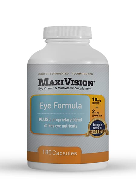 MaxiVision Eye Formula bottle front view supports macular pigment balance