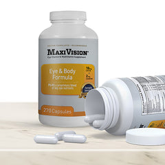 MaxiVision packaging emphasizes FloraGLO lutein and natural vitamin E quality