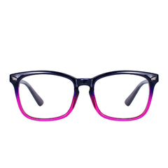 MAXJULI blue light blocking glasses in purple gradient pink, close-up for eye comfort