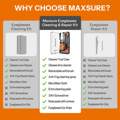 Maxsure retractable soft brush reaches corners for dust-free lenses.