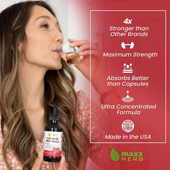 Maxx Herb Red Maca liquid drops show quick absorption for daily focus.