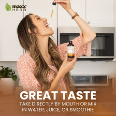 USA-made Maxx Herb astragalus tincture bottle in a Californian facility