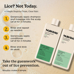 MAYDAY conditioner bottle demonstrates detangling and hydration for soft, manageable hair.