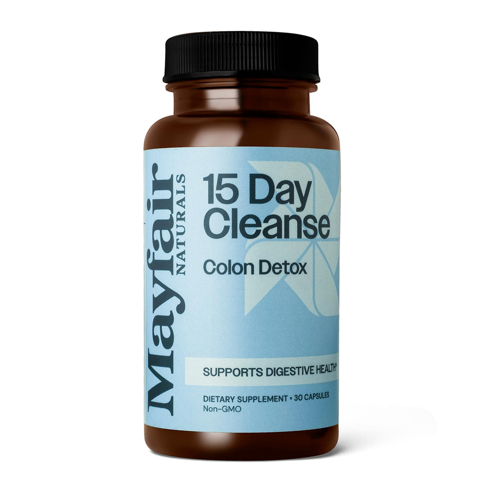 Mayfair Naturals 15 Day Cleanse bottle on a clean surface to support digestive health