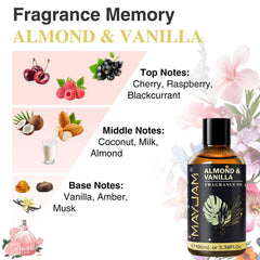 MAYJAM Almond & Vanilla fragrance oil enhances candles with depth.