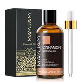 MAYJAM Cinnamon Essential Oil bottle in amber glass for diffusers.
