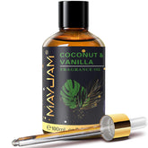MAYJAM Coconut Vanilla fragrance oil in amber bottle for diffuser ambiance