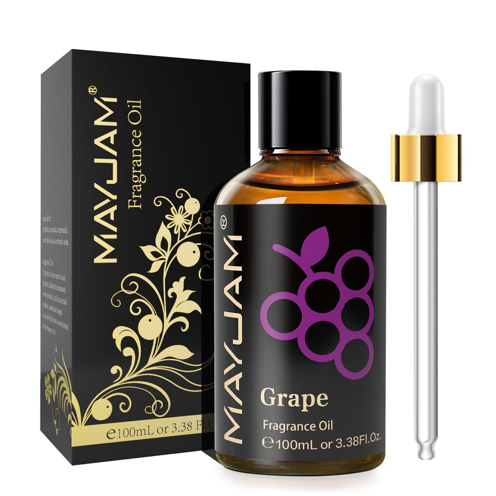 MAYJAM grape fragrance oil bottle highlights long-lasting scent for diffusers