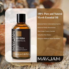 MAYJAM Myrrh oil diffuser blend in a diffuser