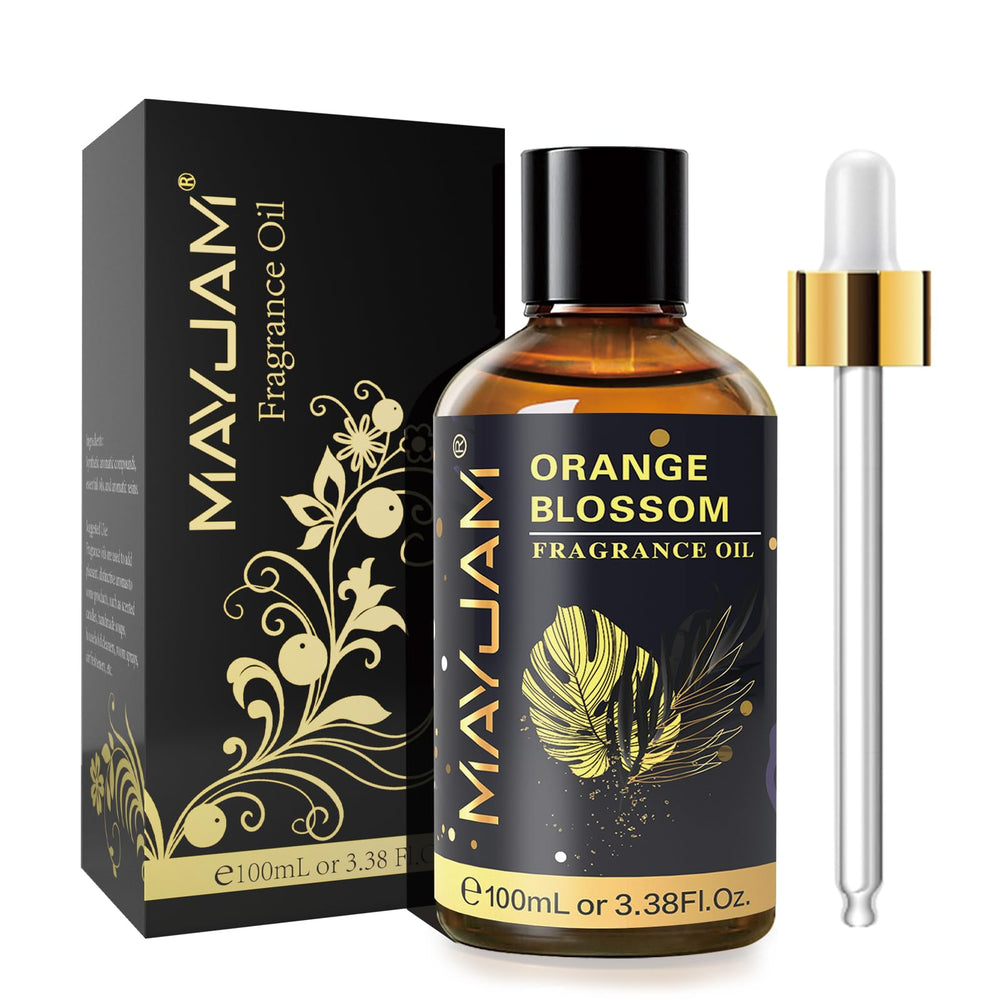 MAYJAM Orange Blossom fragrance oil in amber bottle with dropper for precise scenting.