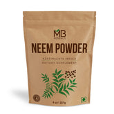 MB Herbals Neem Powder bottle for skin and hair care, crafted from wild neem leaves.