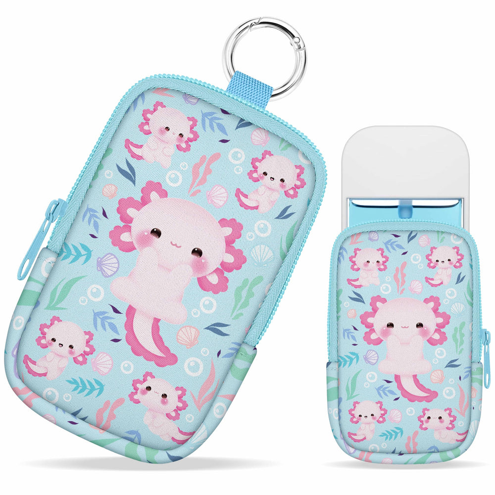 Mcapirivo Axolotls zippered pouch front view for quick access.