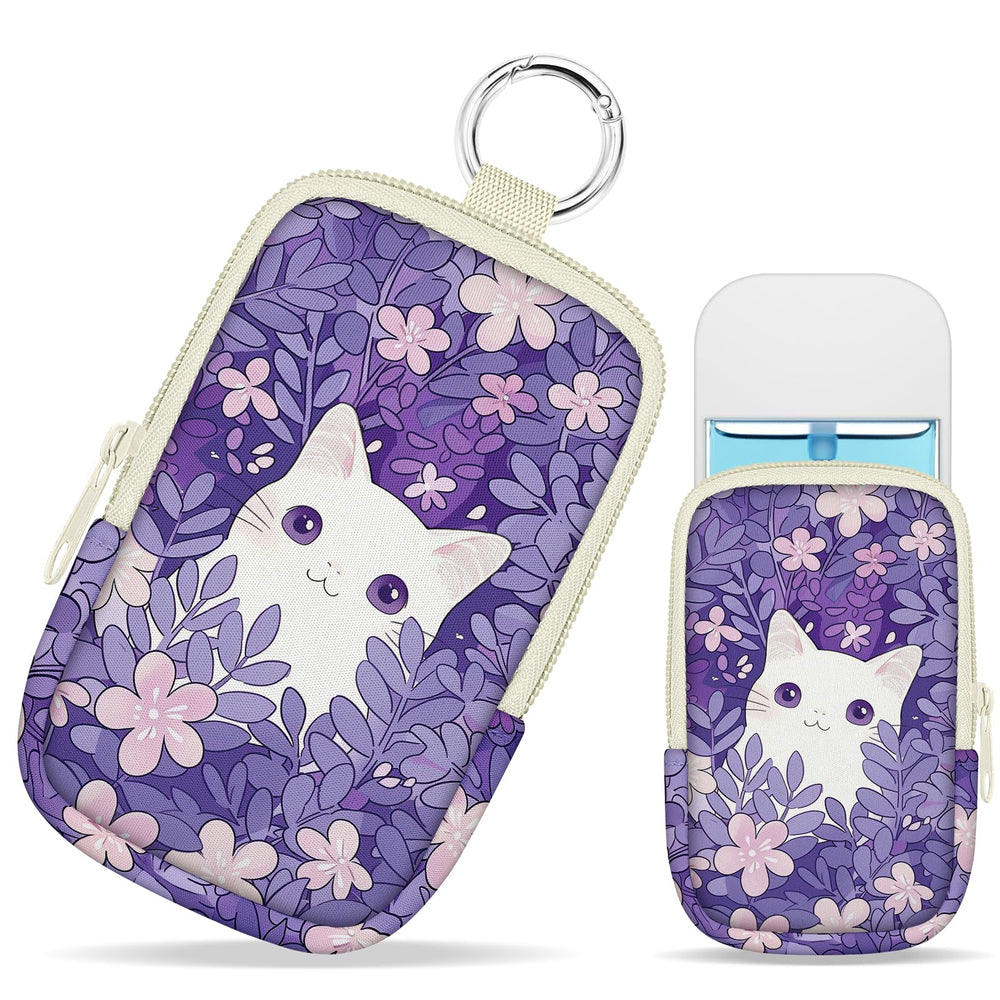 Mcapirivo cat hand sanitizer pouch with floral art design for easy on-the-go access