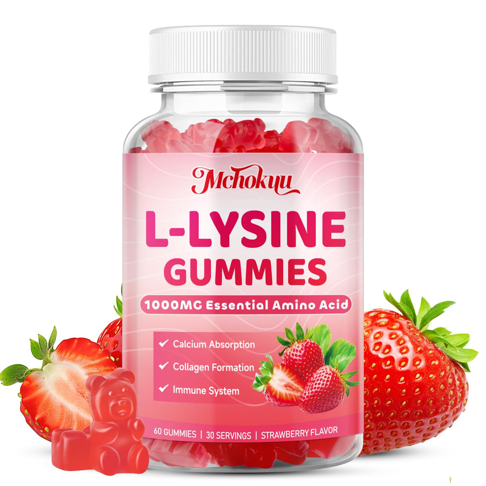 Mchokuu L-Lysine gummies bottle for daily immune support.