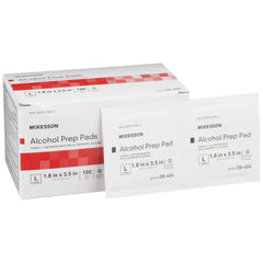 McKesson Alcohol Prep Pads con empaque individual para esterilidad y uso inmediato.