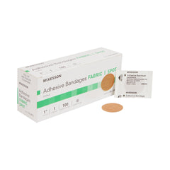 Banditas adhesivas McKesson de tela estéril de 1 pulgada para cortes menores y primeros auxilios.
