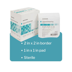 McKesson island dressing packaging showing 25-count sterile packs for readiness