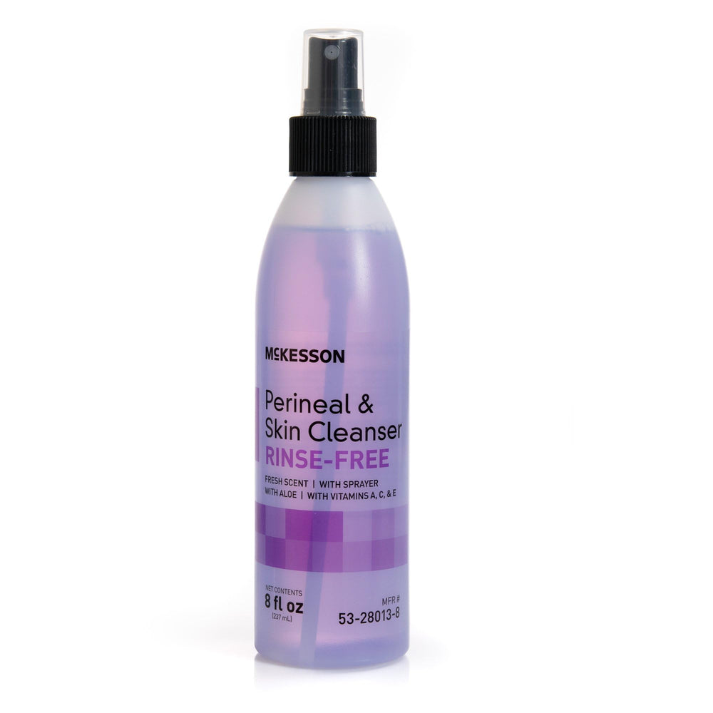 McKesson Staydry perineal wash bottle with pump for gentle cleansing and deodorization.