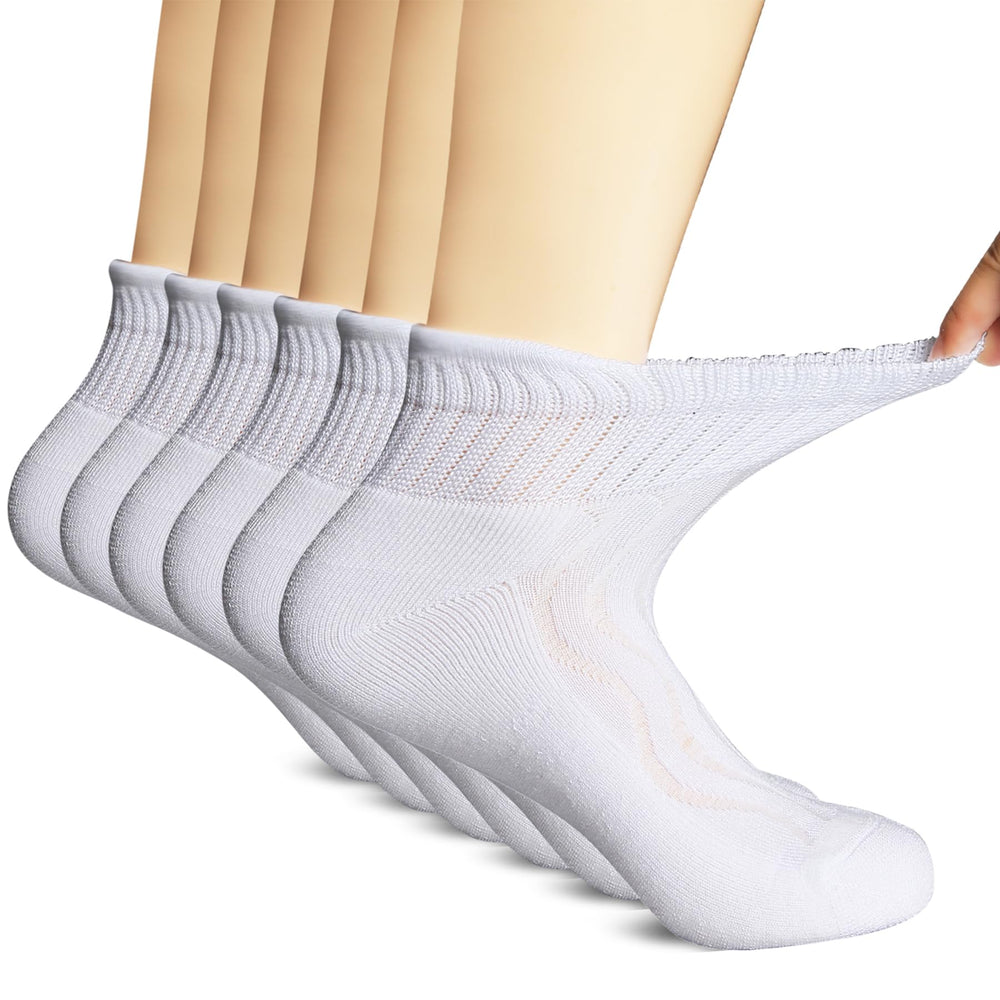 +MD diabetic socks on ankle show non-binding fit for all-day comfort