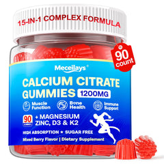 Meceilays 90-count calcium citrate gummies bottle front for daily bone support