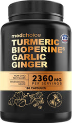 MEDCHOICE 4-in-1 turmeric garlic bioperine capsules in bottle front support daily wellness routine