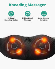 Medcursor neck massager with heat, rear view displaying kneading nodes coverage.