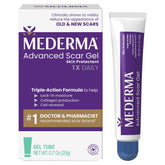 Mederma Advanced Scar Gel bottle closeup highlighting easy daily scar care