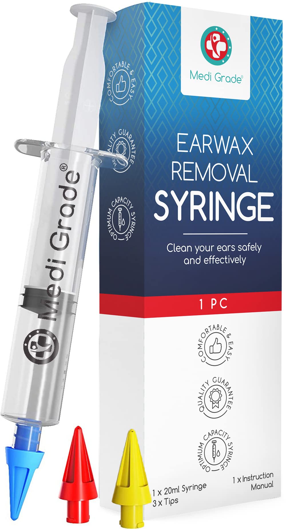 Medi Grade Ear Syringe with quad-stream nozzle for gentle, effective ear cleansing.