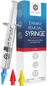 Medi Grade Ear Syringe with quad-stream nozzle for gentle, effective ear cleansing.