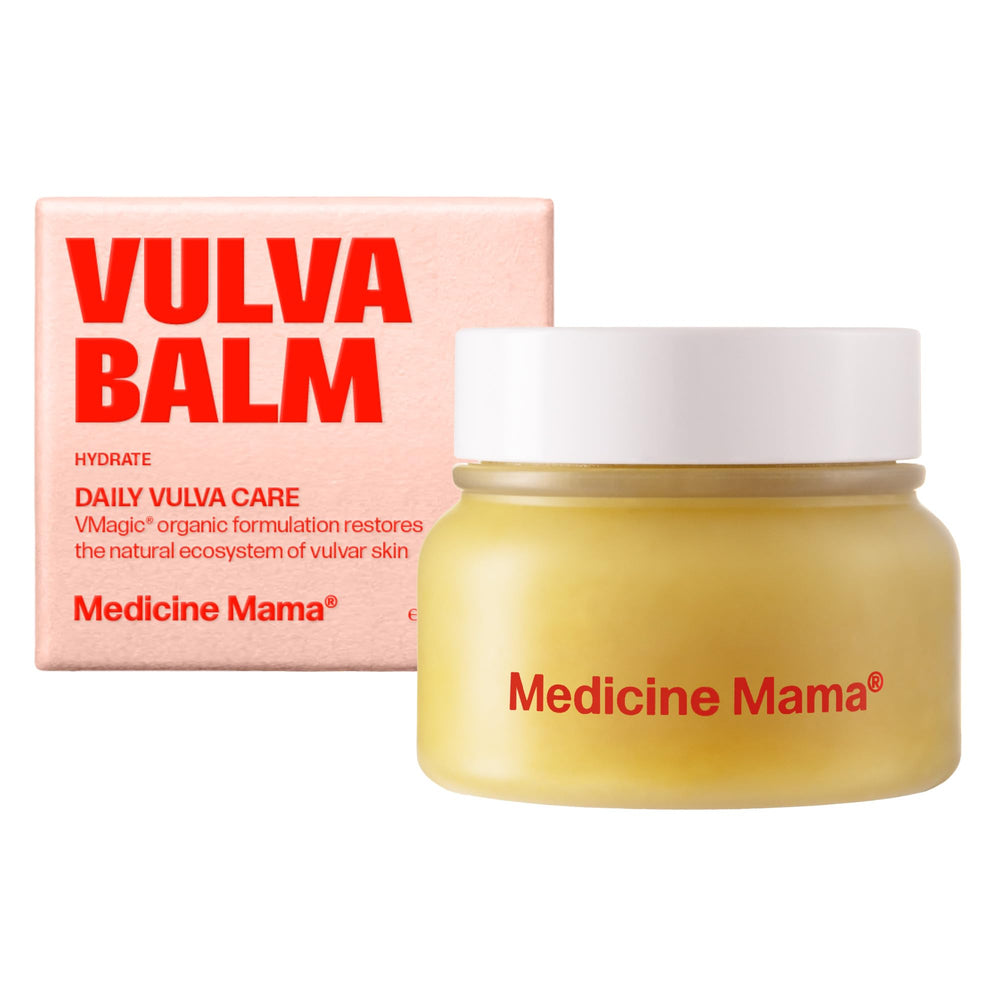Medicine Mama's VMAGIC balm jar closeup for intimate skin hydration.