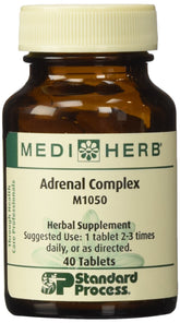 Mediherb Adrenal Complex tablets bottle supports daily stress response.