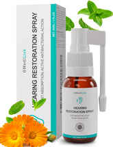 MediLisk Hearing Restoration Spray bottle demonstrates gentle ear care for daily use