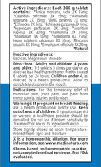 Close-up of MediNatura Traumeel Arnica tablets for quick use.